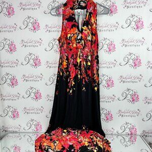 Cleo dress long maxi flowers ombré style Black and Red Floral Maxi Dress